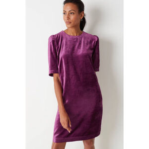 J.Jill Womens 2X Plus Purple Velvet Evening Party Puff Sleeve Shift Mini Dress